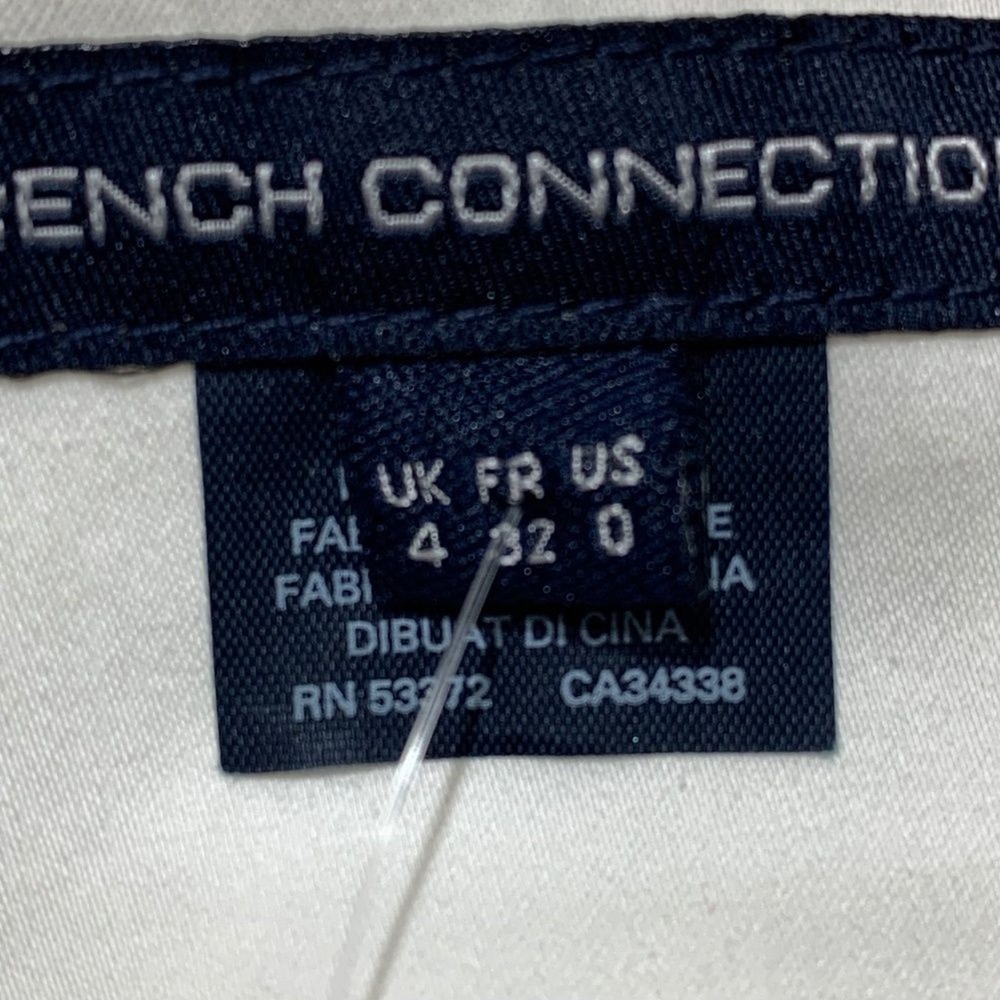 French Connection Dress Womens 0 White V-Neck Pleated Fit and Flare Mini Sleevel - Picture 2 of 10
